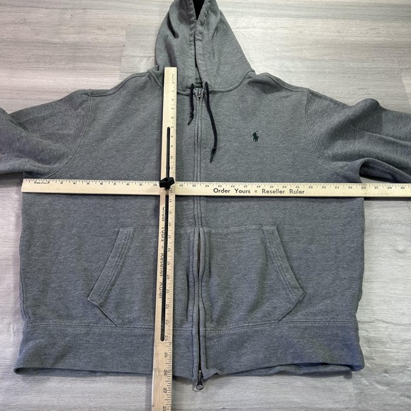Polo Ralph Lauren Hoodie Mens XL Gray Full Zip Sweatshirt Pony Logo Pockets - Picture 6 of 12